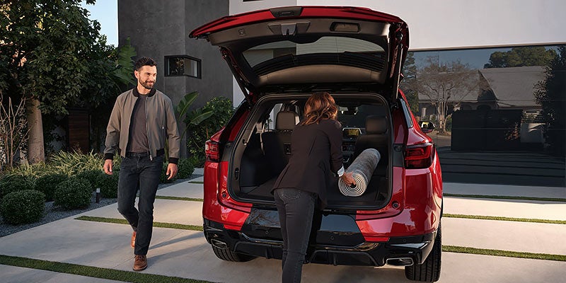 side view of red chevy blazer